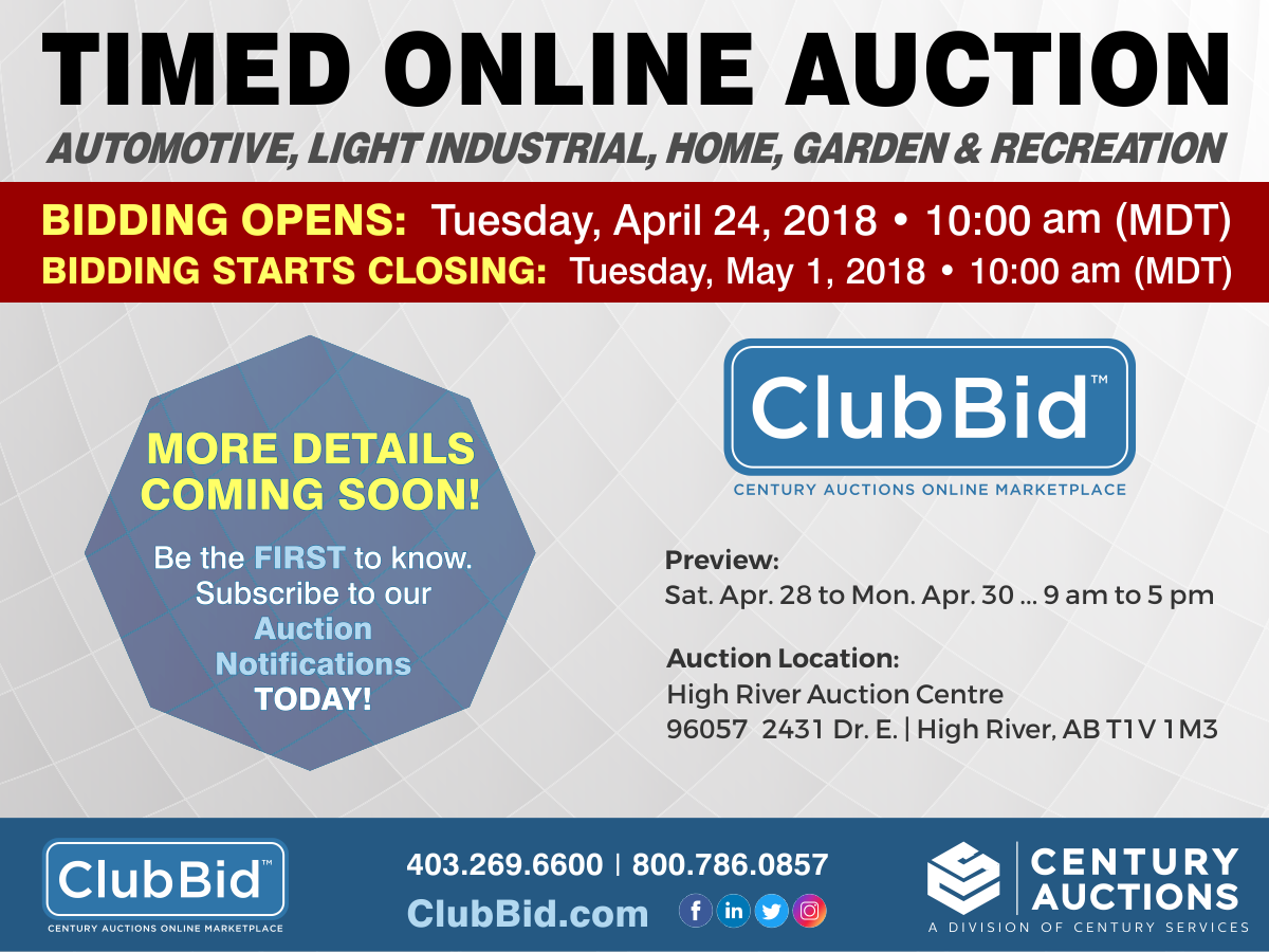 High River Timed Online Auction May 1, 2018