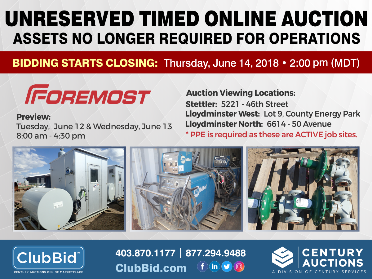 Foremost Stettler Unreserved Timed Online Auction