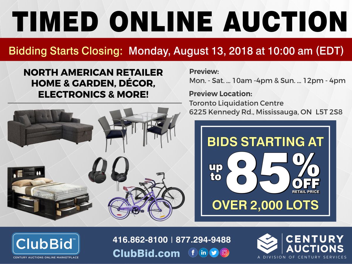 Toronto Timed Online Auction August 13
