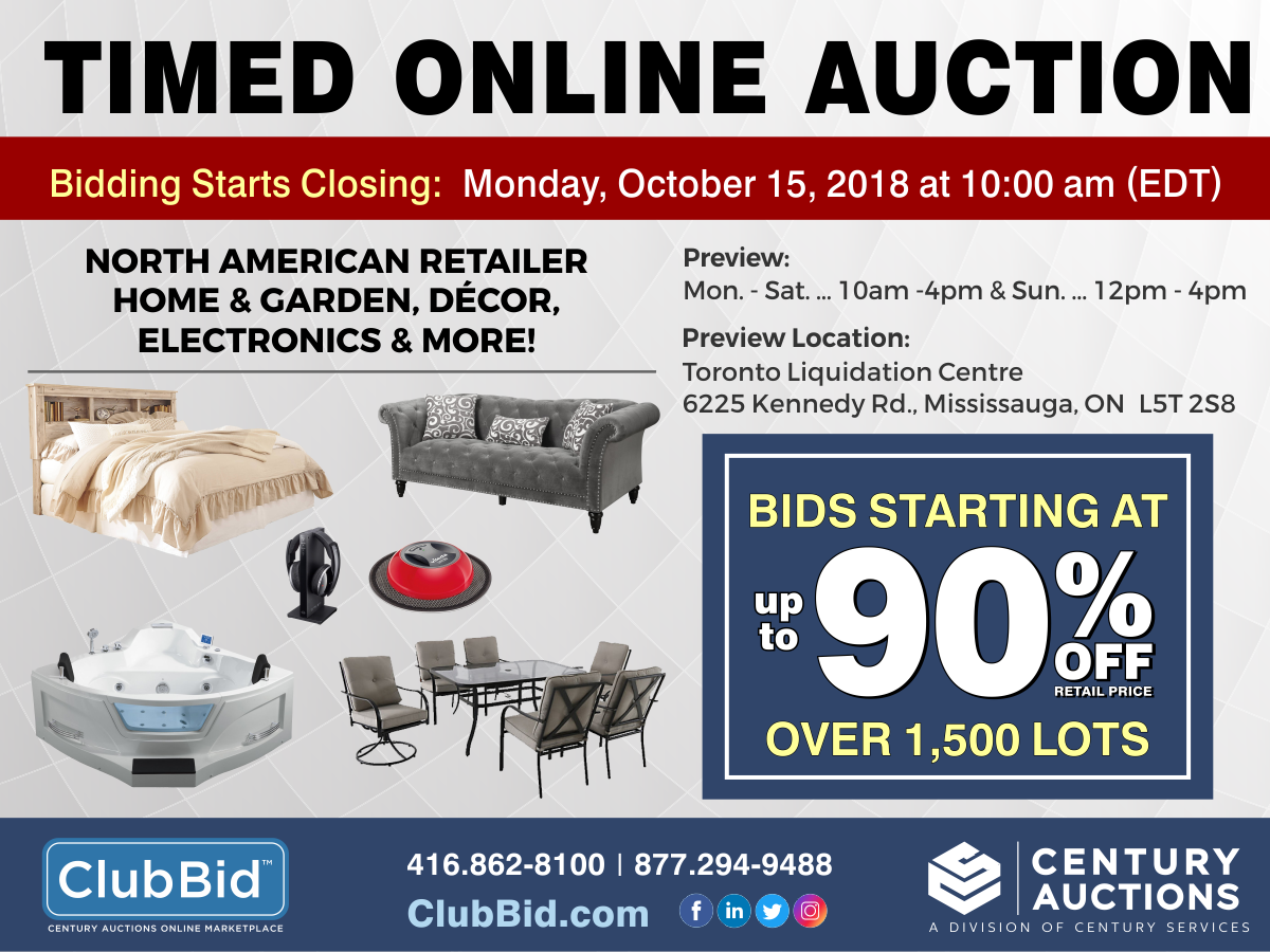 Toronto Timed Online Auction October 15, 2018