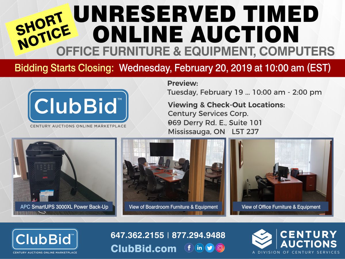 Short Notice Timed Online Auction - Office Furniture & Equipment, Computers